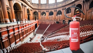 Un estintore Gami all'interno del Parlamento.