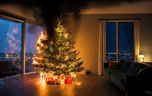 Incendio albero di Natale