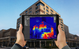 Termografica facciata di un palazzo con BIM