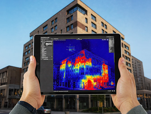 Termografica facciata di un palazzo con BIM
