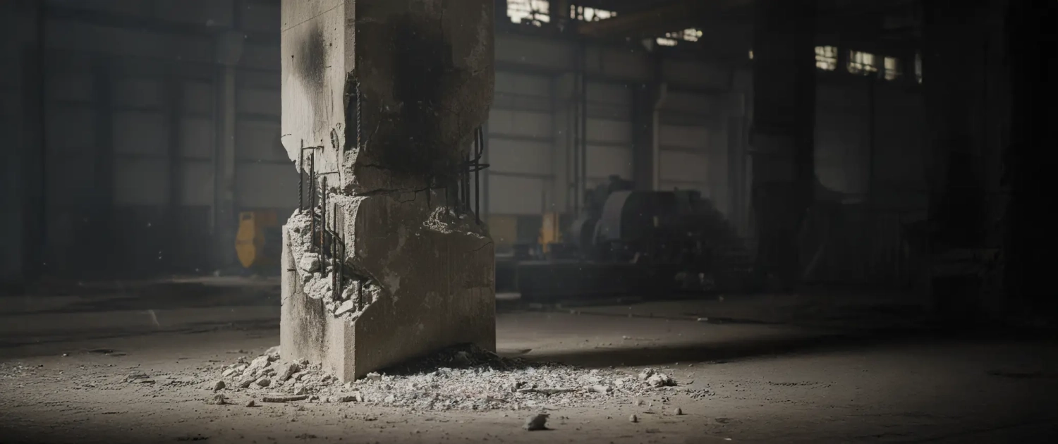 Trave esplosa per un incendio - effetto spalling